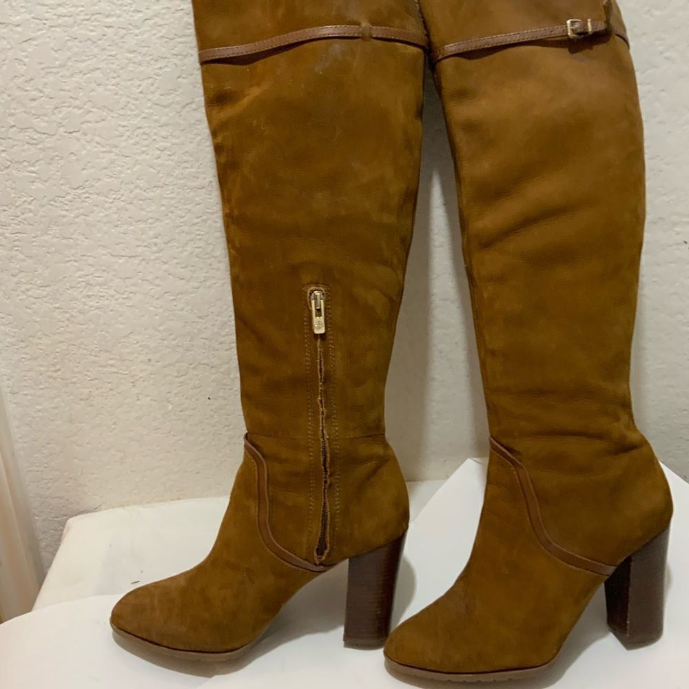 Antonio Melani Womens Brown suede Boots Tall Knee High Stacked Heels Size 9.5M - Picture 5 of 13